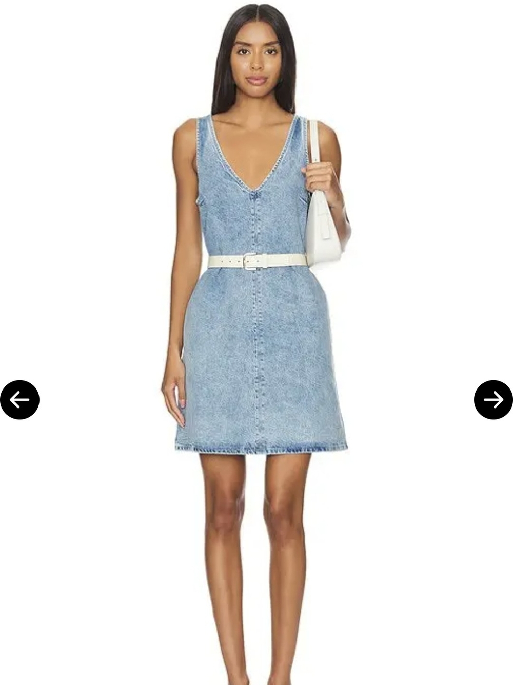 rag & bone Naia Blue Denim V-Neck Mini Dress